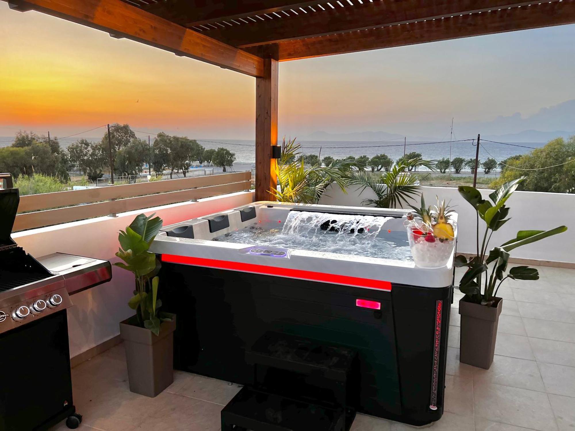 Odyssea Top View & Hot Jacuzzi Front Beach 클레마스티 외부 사진